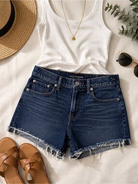 Lucky Brand Denim Cutoff Shorts Frayed Hem Blue Mid Rise Size 8